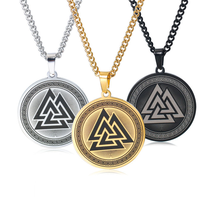 Nordic Viking Logo Aoding Valknut Valnott Triangle Symbol Men's