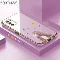 Hontinga for Samsung Galaxy A03S Back Cover Luxury 6D Plating Sunshine Girl Side Pattern Case Soft Silicone Square Phone Cases. 