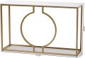 Console Table Marble Entrance Table, Wrought Iron Entrance Station Narrow Table Against The Wall - Light Luxury Semi Circle Console Table for Entryway and Hallway Decor. 