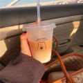 Kawaii Water Bottle For Coffee Juice Milk Tea Cute Plastic Cold Cups With Straw Lid Portable Reusable Drinking Bottle BPA Free. 