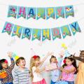 Happy Birthday Digital Ocean Theme Banner, Baby Girl or Boy Birthday Bunting & Wall Hanging Decoration. 