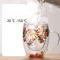 Double Wall Glass Drink Mug with Handle, Heat Resistant Tea Cups, Coffee Mugs for Coffee Cappuccinos Beverage Latte Milk, Style A. 
