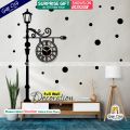 Gift City Presents Big European Style Wooden Wall Clock / 25 Polka Stickers for Home and Offices, 3D Design Self Adhesive. 