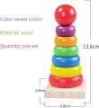 Educational Rainbow Wooden Stacking  Ring Tower Game For Montessori Kids. 