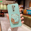 AnDyH For Xiaomi Redmi A1 9 9A 9T 10C Case,Premium Fashion Slim 3D Cute Fortune Cat Stretch Stand Design Solid Color. 