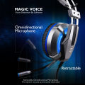 EKSA E800 Gaming Headphone Over The Ear Custom-Built 40mm Driver 360° Omnidirectional Mic With Blue LED Light - Blue. 
