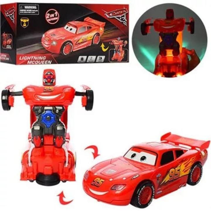 Transformer McQueen Car Toy with Convertible Robot with Lights, Music & Bump & Go Function