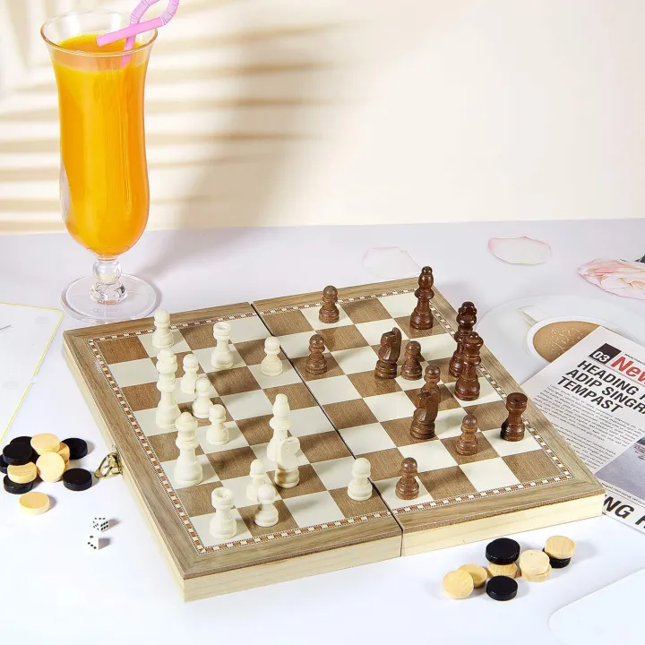 Wooden%20Chess%20Board%20Set%20Folding%20Chess%20Checkers%20Backgammon%203%20in%201%20-%20Image%203