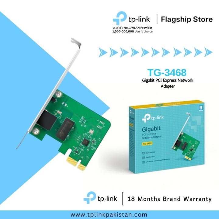 TP-Link Wi-Fi Card TG-3468 10/100/1000Mbps Gigabit PCI Express Network Adapter - 18 Months Brand Warranty