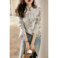 Women Chinese Style Elegant Cheongsam Tops Stand Collar Shirt Retro Button Long-sleeved Printed Shirt For Daily Party Wear. 