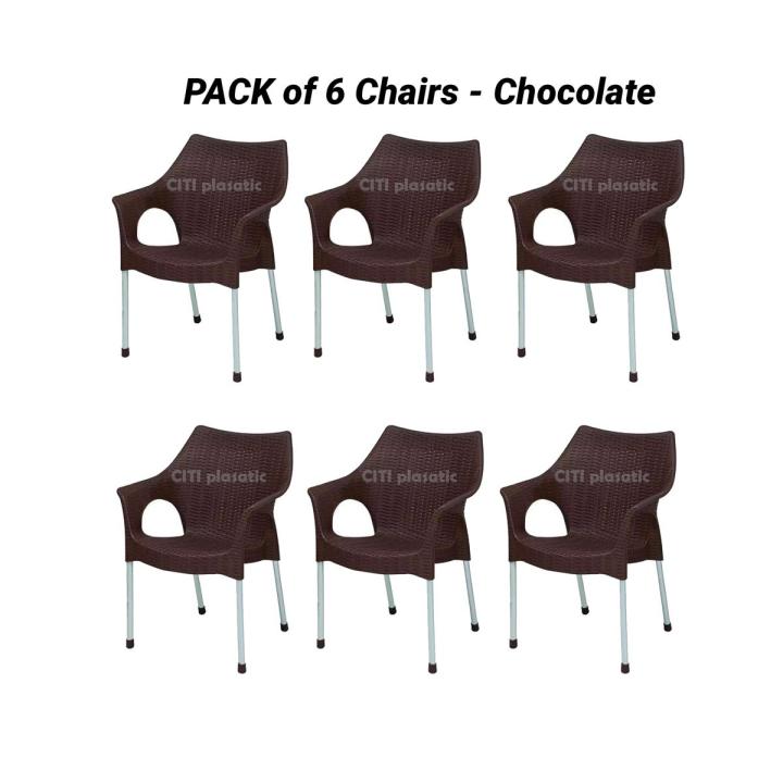 Set of 6 ratn Plastic Garden Chairs & 1 Heavy-Duty Folding Table