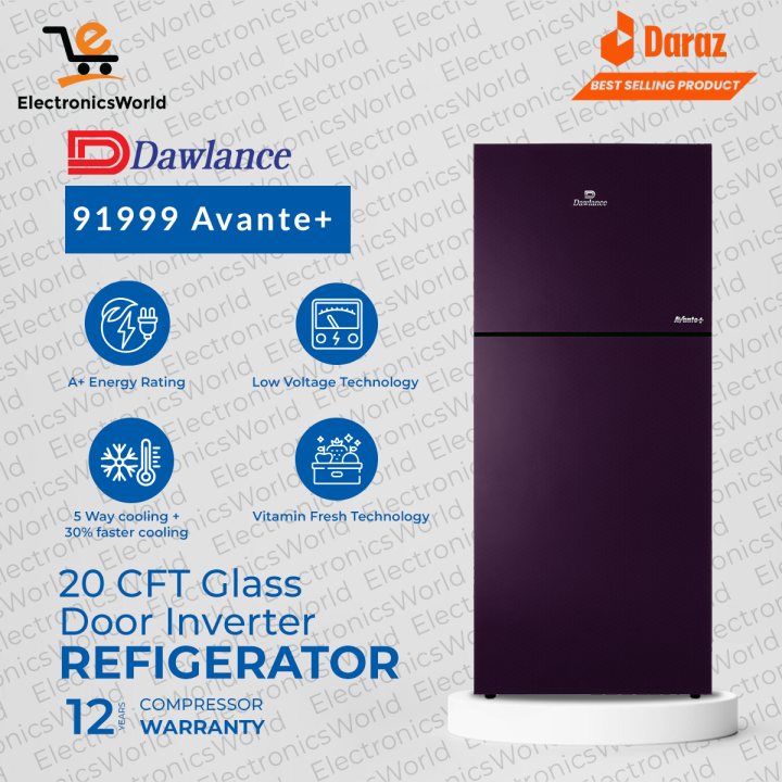 Dawlance Refrigerator 91999 Avante+ Inverter Glass Door  / Fridge / Freezer (Large Size 20 CFT)/12 Years Compressor Warranty.