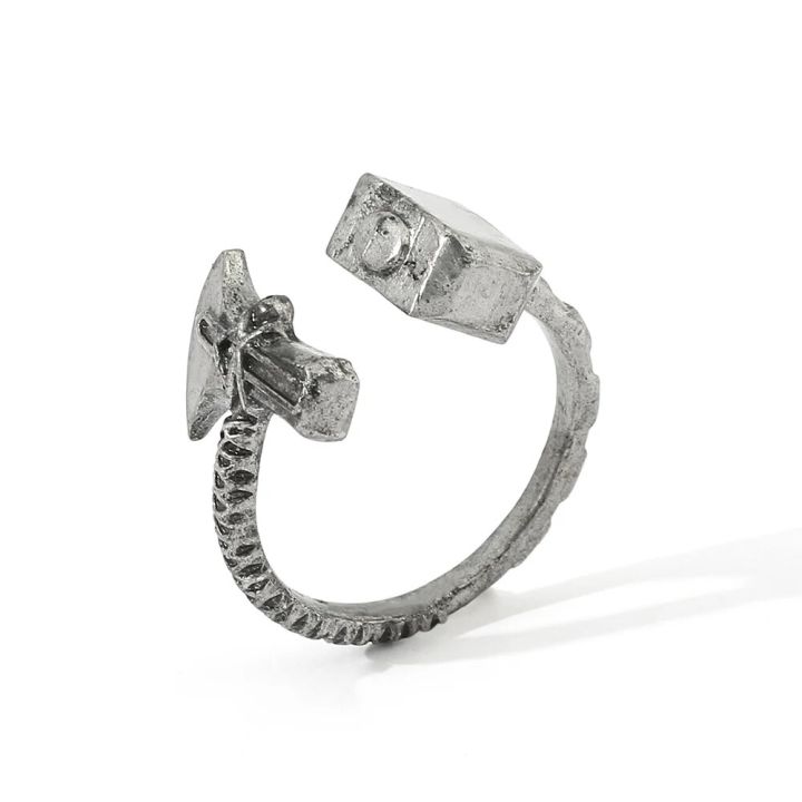 Disney Marvel Superhero Thor Ring Men Retro Finger Accessories Party Jewellery Avengers Thor Hammer Stormbreaker Rings Fans Gift