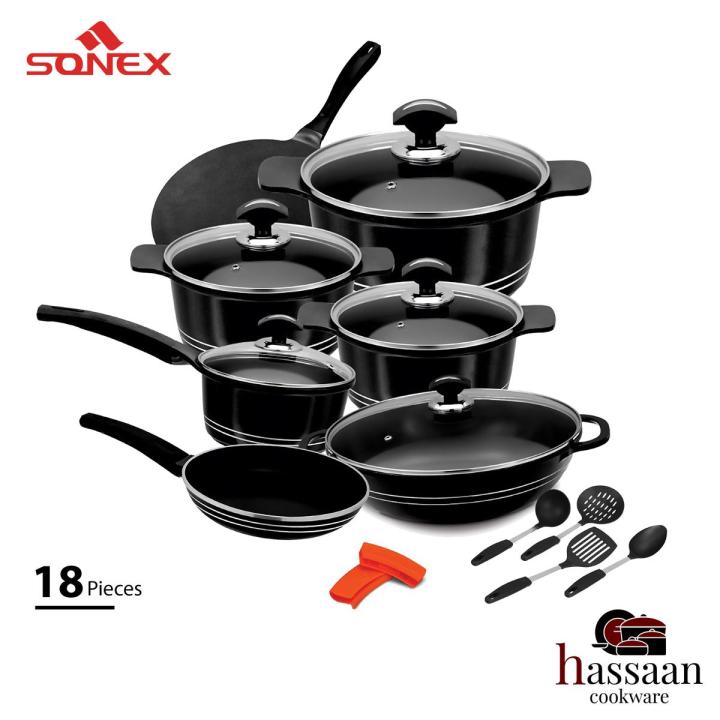 Sonex Die Cast Deluxe Plus Cookware Set | 18 Pieces | Die cast Cookware Set | Non Stick Cookware set | Sonex Gift Set