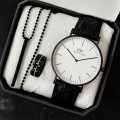Pack Of 3 Top Fashion Men's Business Watch Deal -Elegant Mens Arabic Aura Watch Casual Watch +Heart Beat Ring+3D Bar Stick Locket-High Quality Business Watch In Random dial Design. 