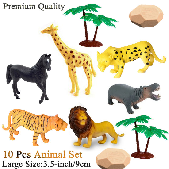 Wild Animal World Jungle Zoo Toy Set - Large Size 9cm / 3.5 Inch