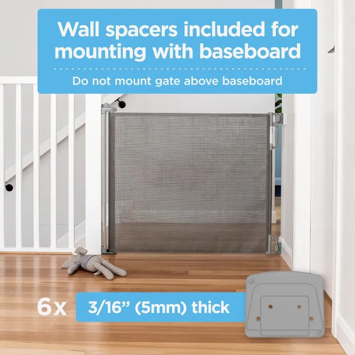 Child%20Safety%20Indoor/Outdoor%20Retractable%20Baby%20Gate%2033"%20Tall,%20Extends%20to%2071"%20Wide,%20Gray%20-%20Image%208
