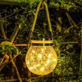 Solar Jar Lamp - Hanging Solar Glass Jar Lights Outdoor, Waterproof Glass Lantern Table Lamps Great Outdoor Lawn Decor for Patio Garden. 
