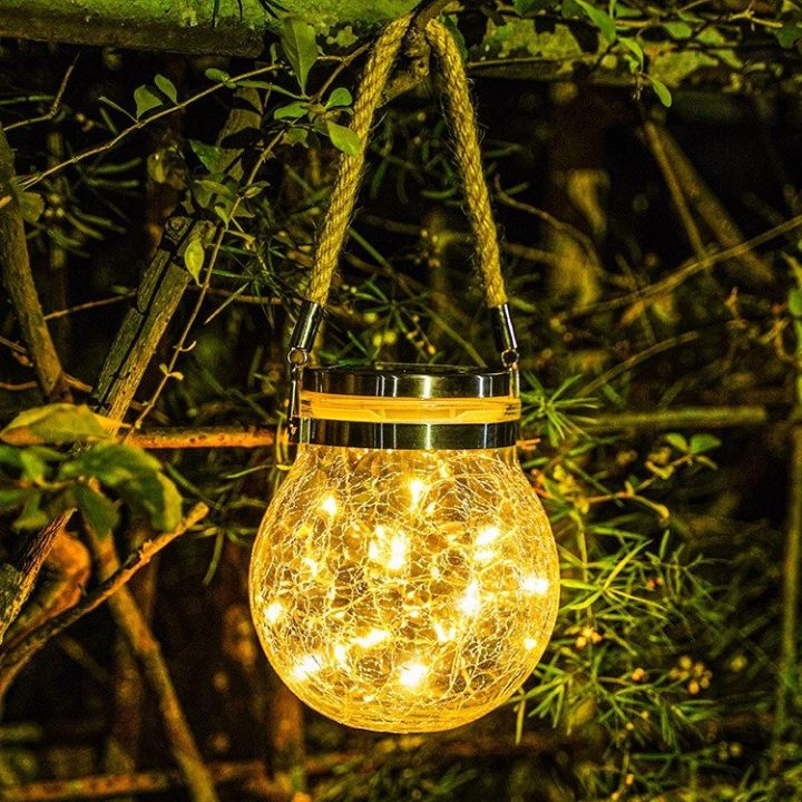 Solar Jar Lamp - Hanging Solar Glass Jar Lights Outdoor, Waterproof Glass Lantern Table Lamps Great Outdoor Lawn Decor for Patio Garden