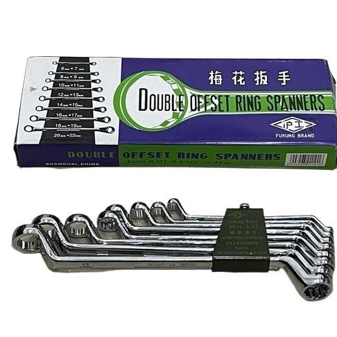 Combination Ring Spanner 8 pcs set 6-22mm | Combination Ring Spanners Set | FUKUNG 8 Pcs Double Offset Ring Spanner | Double Offset Ring Wrench | Heavy Duty And Best Quality Set FUKUNG Brand