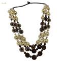 Multicolor Bohemian Necklace Wood Bead Necklace Choker Pendant Tribal Necklace Layered. 