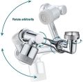 Swivel Robotic Arm Faucet Extension, 1080° Rotatable Faucet Head, Universal Splash Filter Faucet Mechanical Arm, Big Angle Tap Water Nozzle Extender with 2 Outlet Modes for Face Washing and Kitchen Usage. 