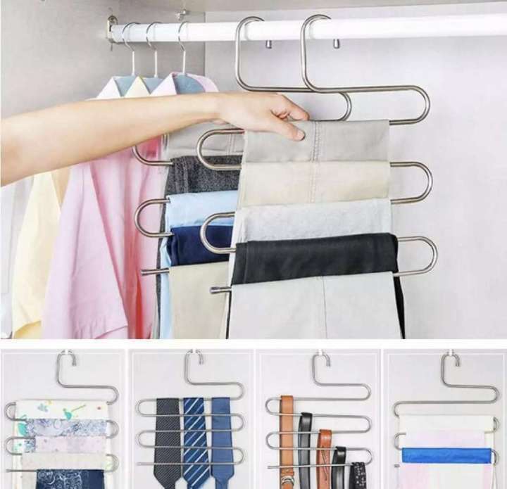 Stainless%20Steel%20Trousers%20Hanger%20-%205%20Layers%20S%20Shape%20Multi%20function%20Pants%20Storage%20Hangers%20Closet%20Belt%20Holder%20Rack%20Saving%20Space%20-%20Image%203