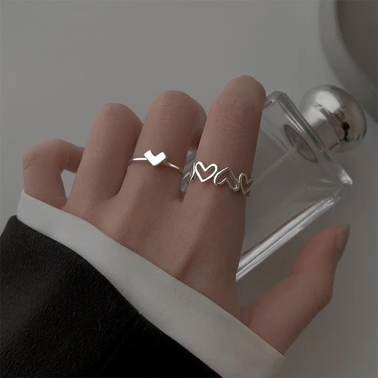 Hallow Out Love Female Opening Ring Set Index Finger Ring of