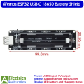 Wemos ESP32 USB-C 18650 Battery Shield V3 with LED Display for Arduino, Raspberry Pi & IoT Projects by Electrica. 