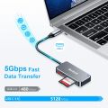 Beikell SD Card Reader, USB C SD, Micro SD Card Reader USB 3.0 Memory Card Adapter - Supports SD, SDXC, Micro SD, Micro SDXC, SDHC, MMC, RS-MMC, Compatible with MacBook Pro/Air, iPad Pro, Galaxy etc. Grey. 