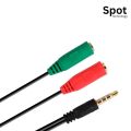 Spot - Audio Adapter Cable 3.5 Jack 4 Pin Male to 2 x Jack 3.5 3 Pin Female 3.5mm Headphone Mic Audio Y Splitter Cable 1 Female to Dual Male Black 20cm. 