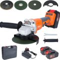18V Cordless Angle Grinder with 2pcs 5.0Ah Battery, Charger, 125mm, 10000rpm, 3 Cutting Wheels Accessories and Carrying Case, for Cutting and Grinding. 