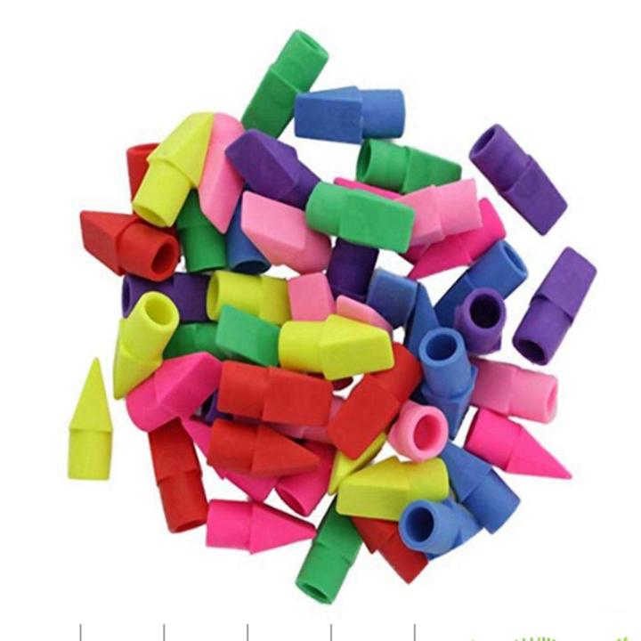 Eraser Caps, Pencil Top Erasers, Pencil Cap Erasers, Eraser Tops, Color Pencil Eraser Toppers, School Erasers for Kids, Use In Home, School, Office