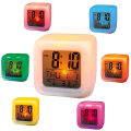 Dice Shape LED Lighting Color Changing Digital Table Clock Multi-Functional. 