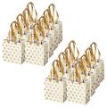 Small Gift Bags with Ribbon Handles Gold Mini Gift Bag,(Metallic Dots 16 Pack Bulk). 