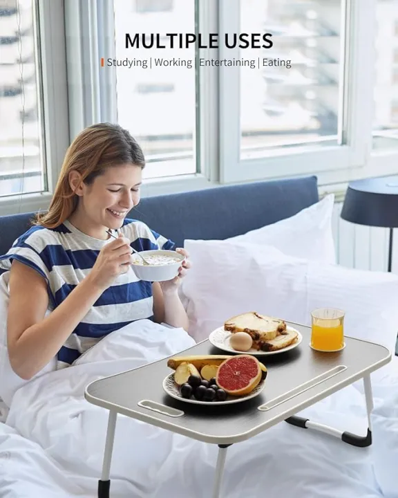 Wooden%20Gaming%20Laptop%20Table%20For%20Bed%20Foldable%20Stand%20Ergonomic%20Portable%20Drawing%20Notebook%20Reading%20Food%20Breakfast%20Serving%20With%20Inbuild%20Tablet%20And%20Cup%20Holder%20Slots%20by%20aj%20store%20-%20Image%202