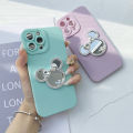 OPPO F7 Fashion 3D Disney Mickey Minnie Mouse MakingUp Mobile Phone  Casing Mirror Diamond Bow Case Girl Women Len Protect Silicone Shockproof Soft Back Cover. 