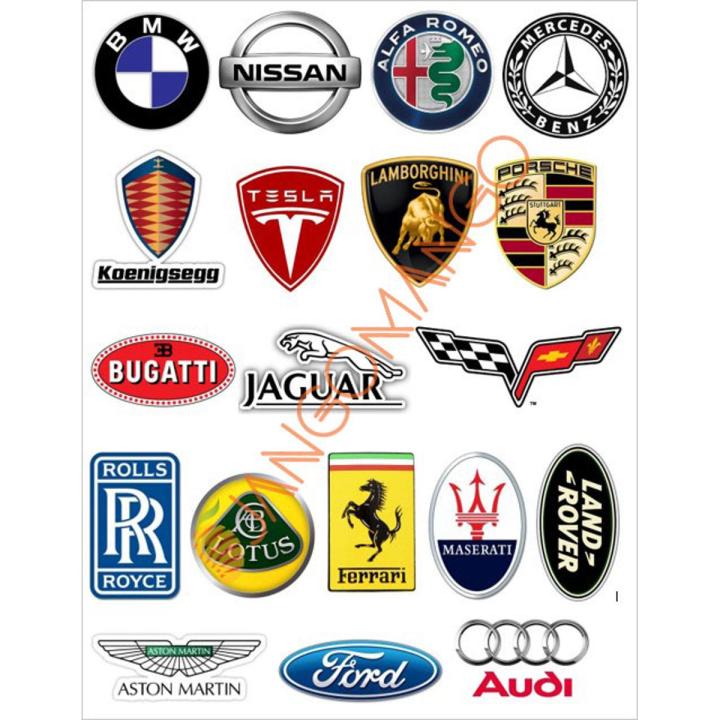 10 Pcs Sports Cars Lamborghini,Audi,BMW,Bugatti Logo Stickers Pack for Laptop Desk Notebook Phone DIY Stickers - JangoMango Store