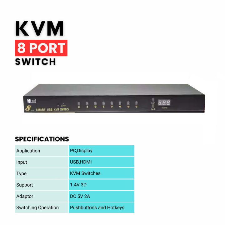 USB KVM Switch HDMI-compatible 8 Port Monitoring Sharing | MAINLY KVM 8 PORT SWITCH | SMART KVM SWITCH