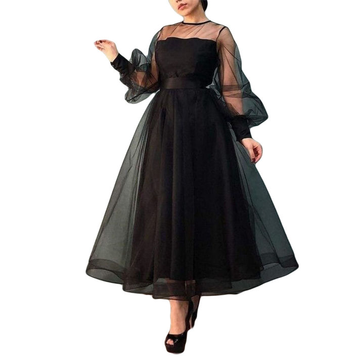 Mareesh Black Fancy Net Maxi For Girls | Women