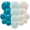 18Pcs Royal Blue Paper Lantern Set,Reusable Hanging Decorative Japanese Chinese Paper Lanterns,Easy Assembly. 