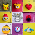 Imported crochet keychain - handmade / handwoven / amigurumi keyring /key chain - girls fashion / bag hanging accessories - snowman, tiger, minion, puppy, giraffe, owl, rabbit, hello kitty, ladybug, monkey, heart. 
