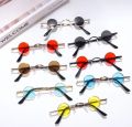 Vintage Rock Punk Man Sunglasses Classic Small Round Sunglasses Women Wide Bridge Metal Frame Black lens Driving Eyewear. 
