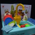 Kids Toy Sink, Play Sink with Running Water Faucet Electric Dishwasher Wash Up Pretend Kitchen Toys with Cooking Pots and Pans Stove Playset Dishes for Toddlers Boys Girls. 