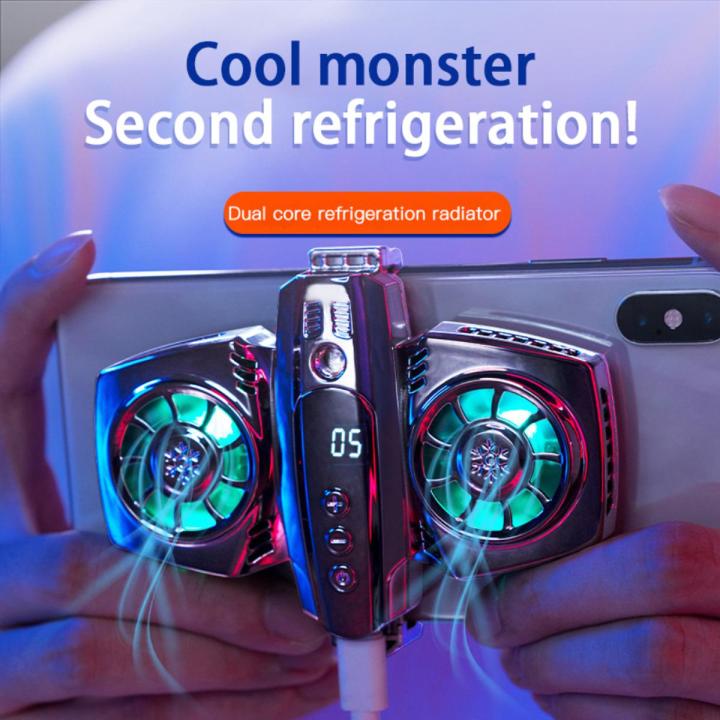 K4 Mobile Phone Radiator With Smartphone Temperature Display Dual Cooling Fan Phone Cooler energy-saving cycle