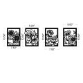 4 Set Flower in Frame Wooden Wall Decor | 4 Panel Flowers Wall Hangings | 4 Pieces Floral Artworks Wall Hangings | Decor Ornaments for Home Hotel Living Room Bedroom Dining Room. 