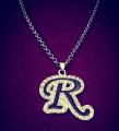“R” alphabet Necklace with Chain. 