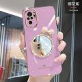 Maitus for Xiaomi Redmi Note 10 4G / Redmi Note 10S Back Cover Luxury 6D Plating Square Bumper Shiny Bowknot Makeup Mirror Soft Silicone Girls Cases Full Protection Mobile Phone Case. 