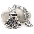 Astronaut Pendant Necklace Galaxy Universe Spaceman Meditation Trinket Retro Stainless Steel Chain Men. 