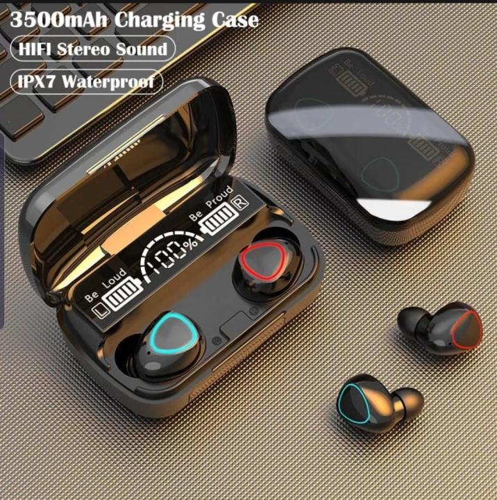 Original M10 TWS Airpods _ with Super Sound & High Quality Touch Sensors True Stereo Headphones with Built in Mic 10m Transmission Bluetooth Wireless Earbuds , Charging Case Sport Headset for all Bluetooth Smart devices.